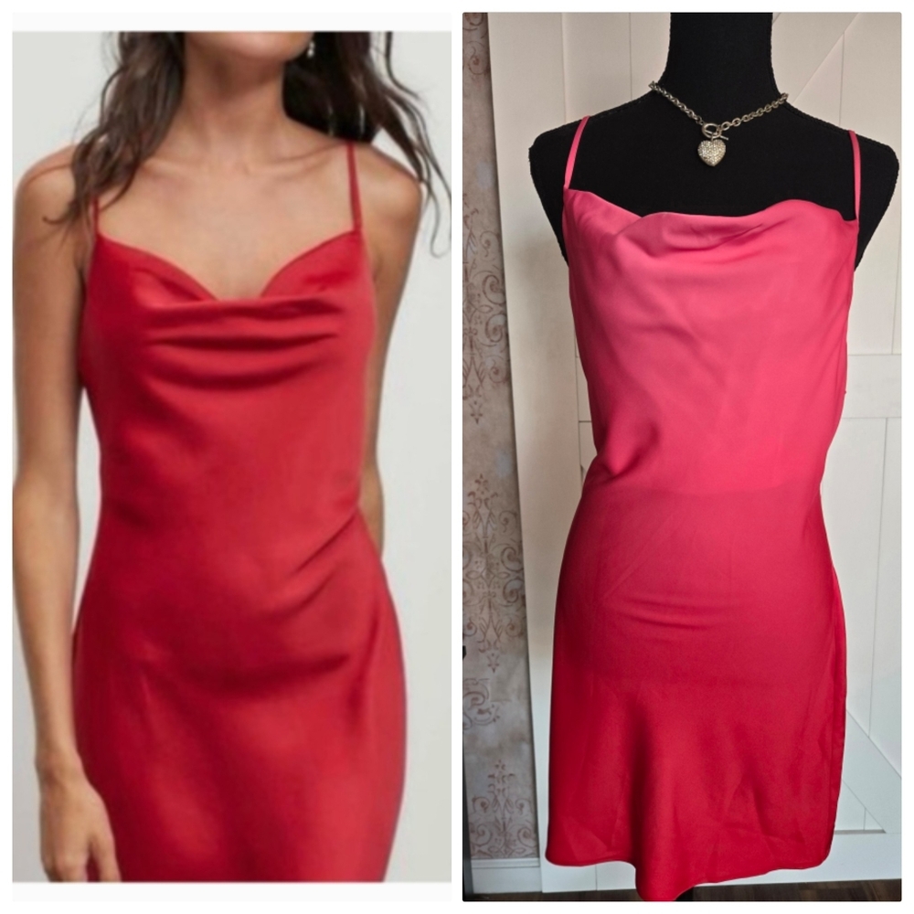 Urban Outfitters Mallory Cowl Neck  Satin Slip Mini Dresd- Size Medium
